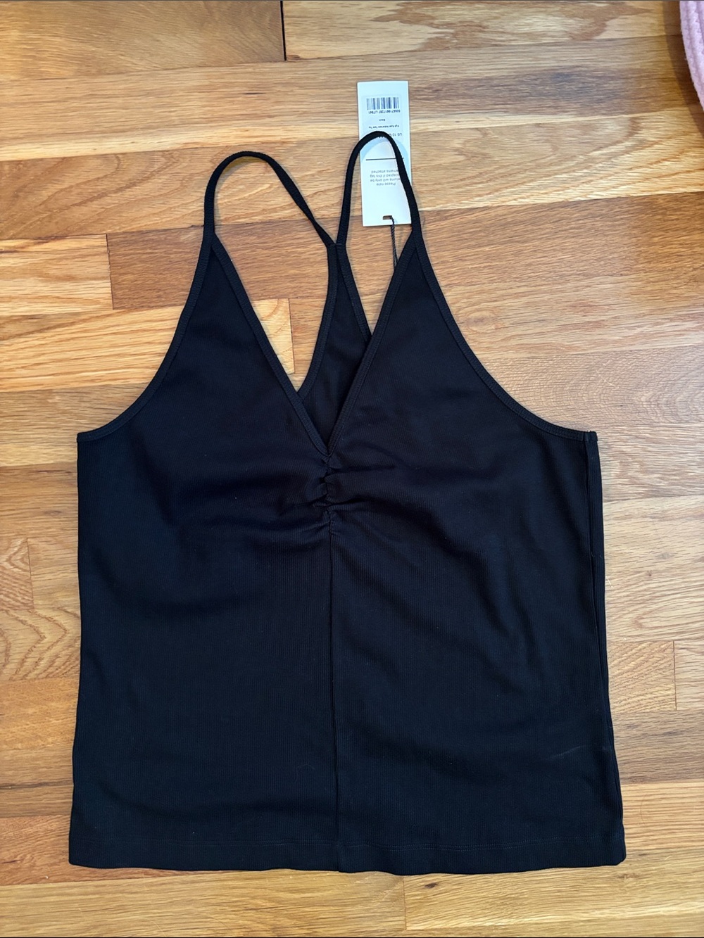 ME+EM Black V-Neck Ruched Front Tank Top